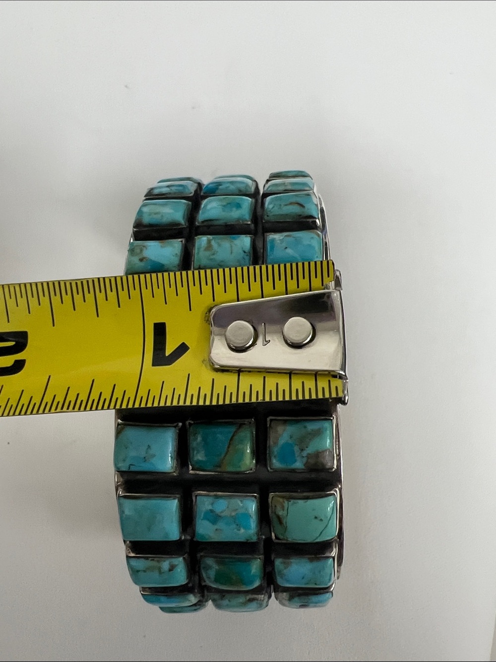 Sterling silver Turquoise Square Stone Cuff Bracelet - Women Jewelry - Picture 11 of 15